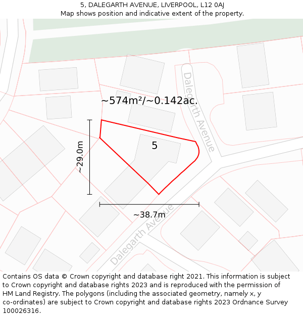 5, DALEGARTH AVENUE, LIVERPOOL, L12 0AJ: Plot and title map