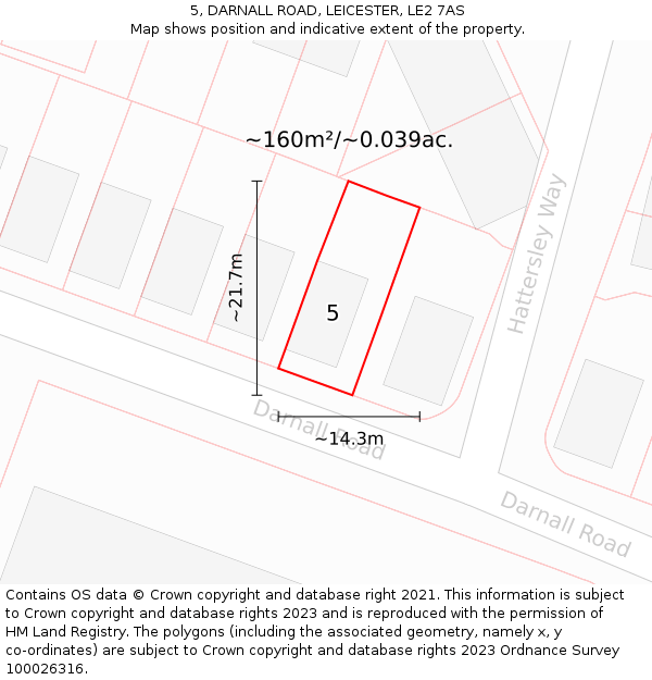 5, DARNALL ROAD, LEICESTER, LE2 7AS: Plot and title map