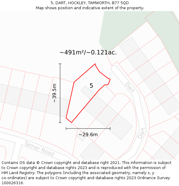 5, DART, HOCKLEY, TAMWORTH, B77 5QD: Plot and title map