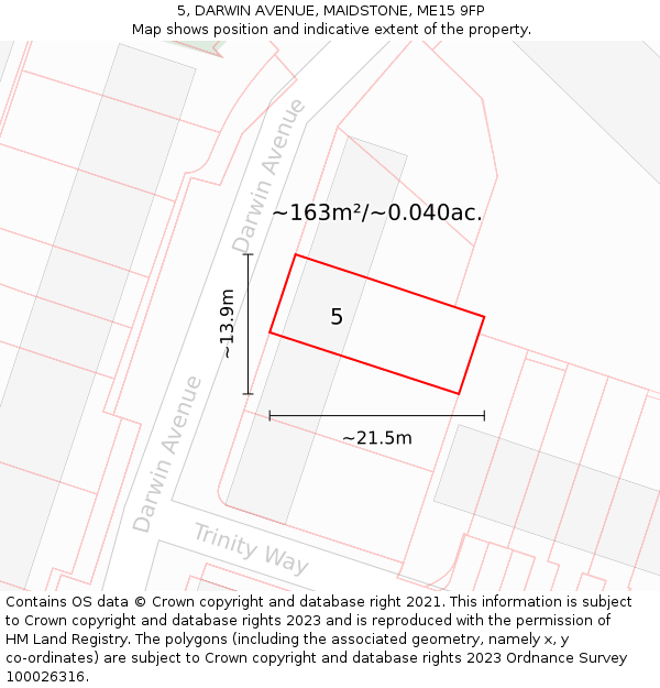 5, DARWIN AVENUE, MAIDSTONE, ME15 9FP: Plot and title map