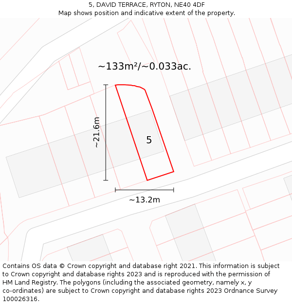 5, DAVID TERRACE, RYTON, NE40 4DF: Plot and title map