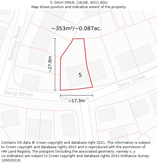 5, DAVY DRIVE, CALNE, SN11 8GU: Plot and title map