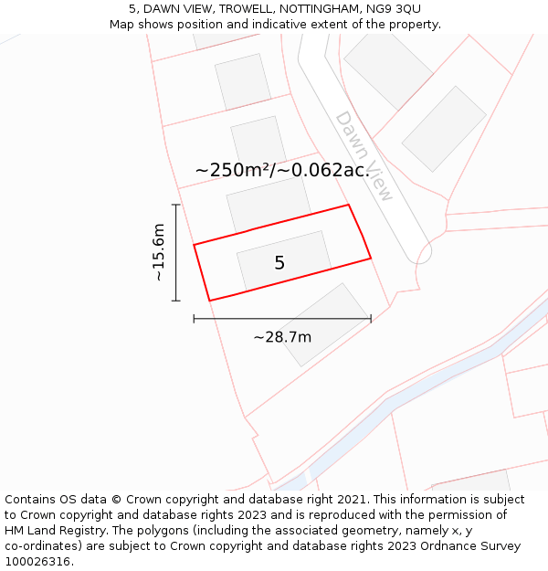 5, DAWN VIEW, TROWELL, NOTTINGHAM, NG9 3QU: Plot and title map