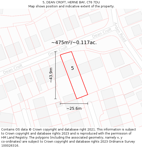 5, DEAN CROFT, HERNE BAY, CT6 7DU: Plot and title map