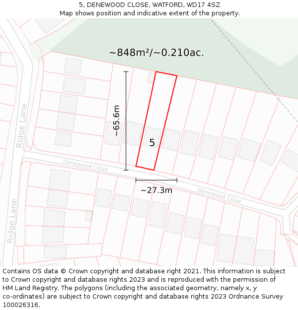 5, DENEWOOD CLOSE, WATFORD, WD17 4SZ: Plot and title map