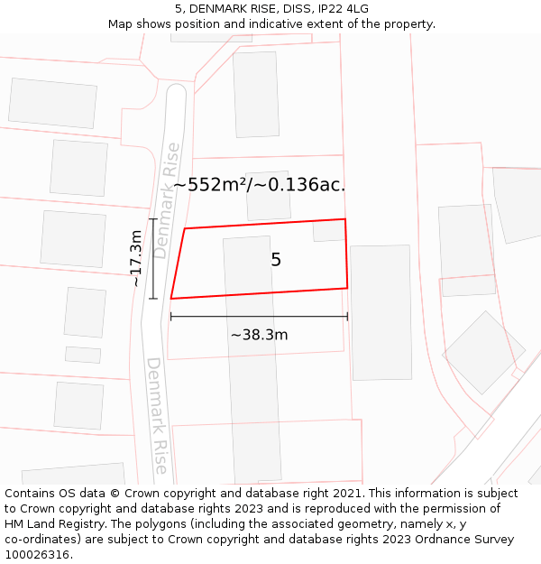 5, DENMARK RISE, DISS, IP22 4LG: Plot and title map