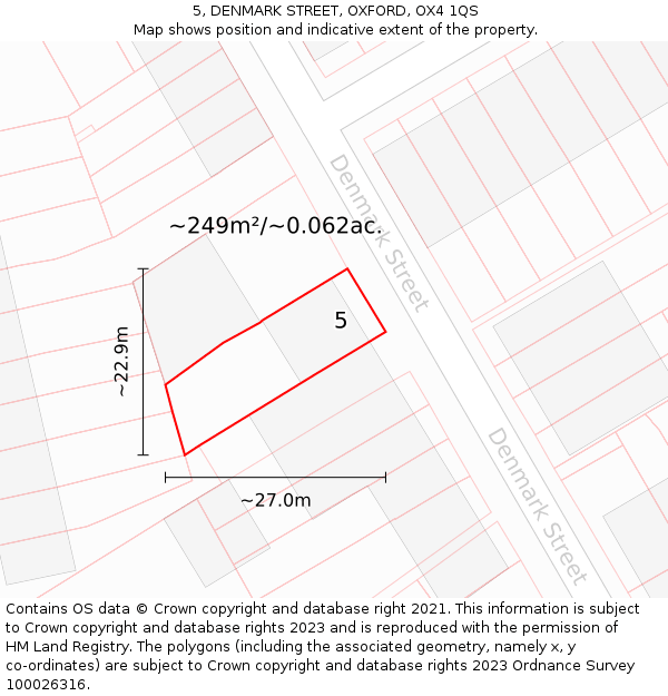 5, DENMARK STREET, OXFORD, OX4 1QS: Plot and title map