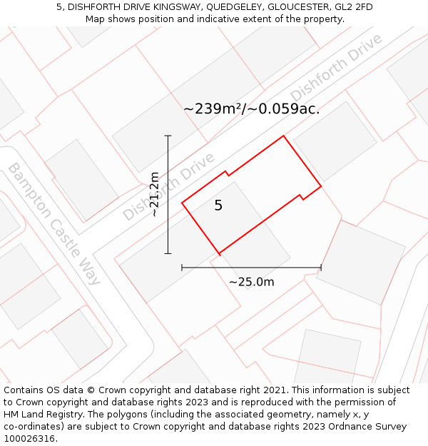 5, DISHFORTH DRIVE KINGSWAY, QUEDGELEY, GLOUCESTER, GL2 2FD: Plot and title map
