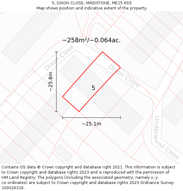 5, DIXON CLOSE, MAIDSTONE, ME15 6SS: Plot and title map