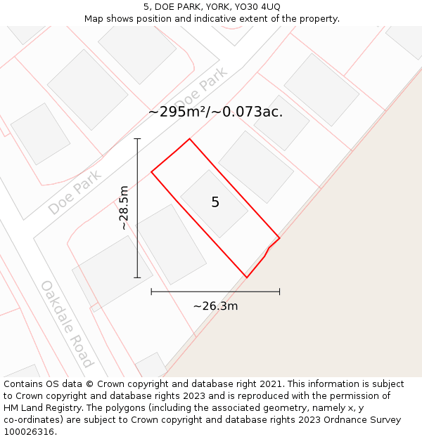 5, DOE PARK, YORK, YO30 4UQ: Plot and title map