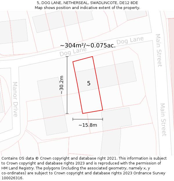 5, DOG LANE, NETHERSEAL, SWADLINCOTE, DE12 8DE: Plot and title map