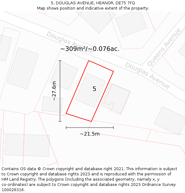 5, DOUGLAS AVENUE, HEANOR, DE75 7FQ: Plot and title map