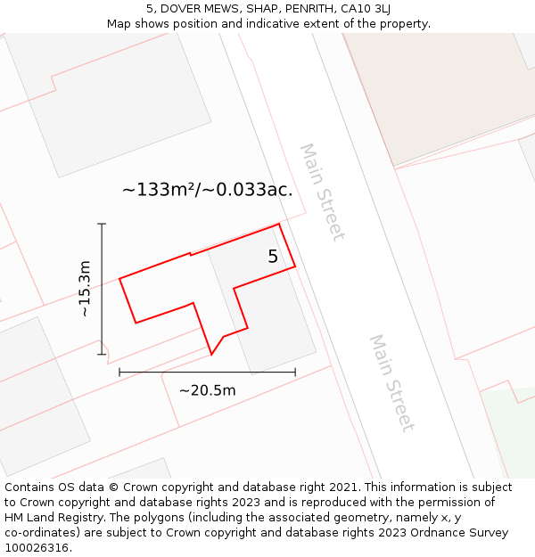 5, DOVER MEWS, SHAP, PENRITH, CA10 3LJ: Plot and title map