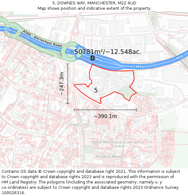 5, DOWNES WAY, MANCHESTER, M22 4UD: Plot and title map