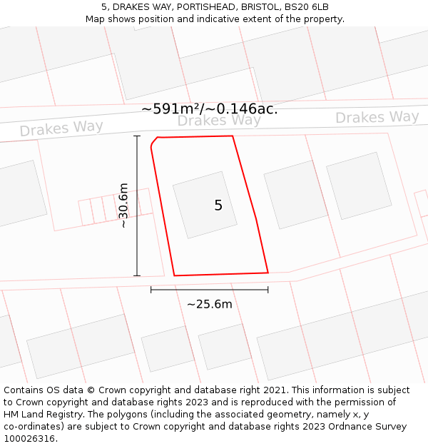 5, DRAKES WAY, PORTISHEAD, BRISTOL, BS20 6LB: Plot and title map