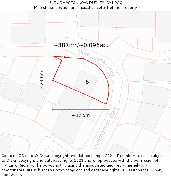 5, DUDMASTON WAY, DUDLEY, DY1 2GQ: Plot and title map