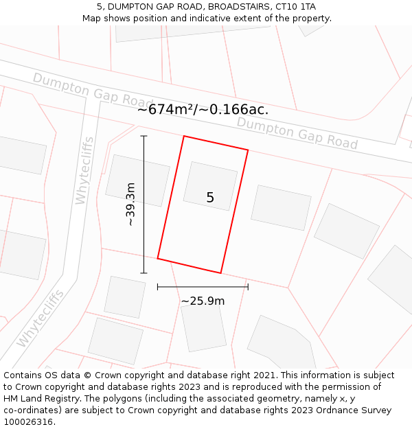 5, DUMPTON GAP ROAD, BROADSTAIRS, CT10 1TA: Plot and title map