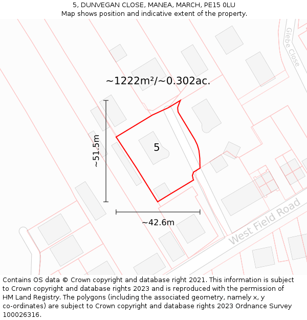 5, DUNVEGAN CLOSE, MANEA, MARCH, PE15 0LU: Plot and title map