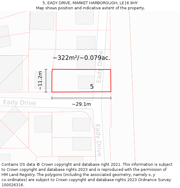5, EADY DRIVE, MARKET HARBOROUGH, LE16 9HY: Plot and title map