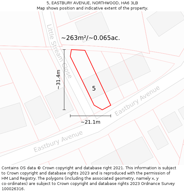 5, EASTBURY AVENUE, NORTHWOOD, HA6 3LB: Plot and title map