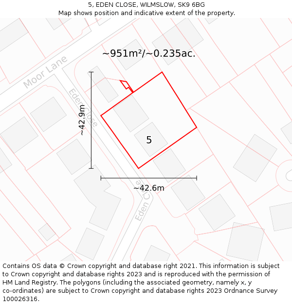 5, EDEN CLOSE, WILMSLOW, SK9 6BG: Plot and title map