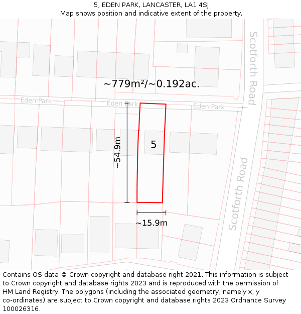 5, EDEN PARK, LANCASTER, LA1 4SJ: Plot and title map