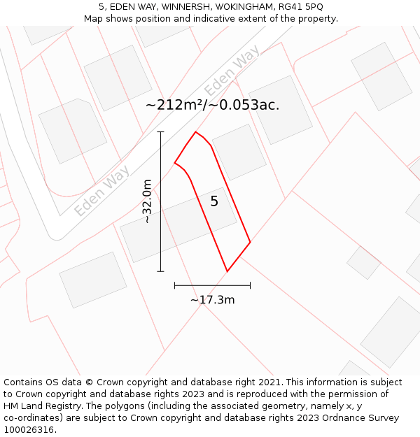 5, EDEN WAY, WINNERSH, WOKINGHAM, RG41 5PQ: Plot and title map