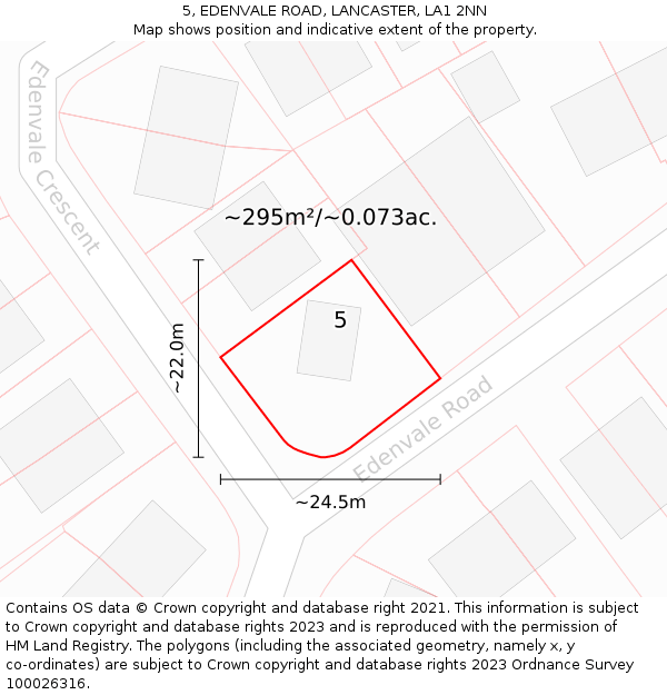 5, EDENVALE ROAD, LANCASTER, LA1 2NN: Plot and title map