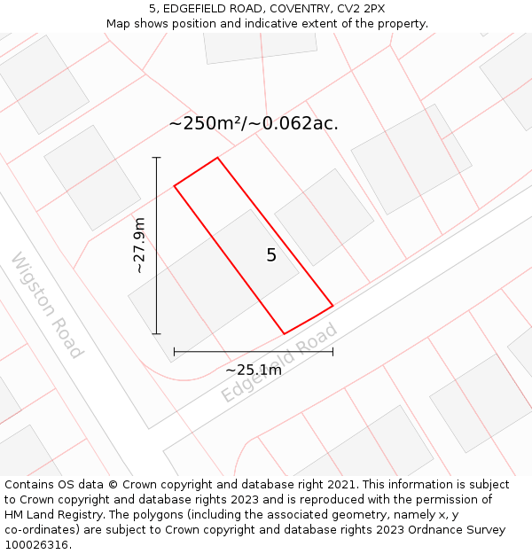 5, EDGEFIELD ROAD, COVENTRY, CV2 2PX: Plot and title map