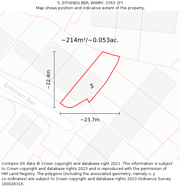 5, EITHINEN BER, BARRY, CF63 1FY: Plot and title map