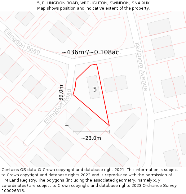 5, ELLINGDON ROAD, WROUGHTON, SWINDON, SN4 9HX: Plot and title map