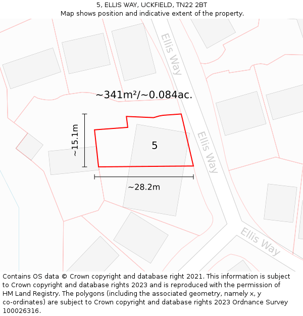 5, ELLIS WAY, UCKFIELD, TN22 2BT: Plot and title map