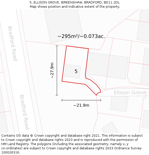 5, ELLISON GROVE, BIRKENSHAW, BRADFORD, BD11 2DL: Plot and title map