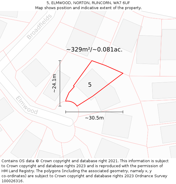 5, ELMWOOD, NORTON, RUNCORN, WA7 6UF: Plot and title map