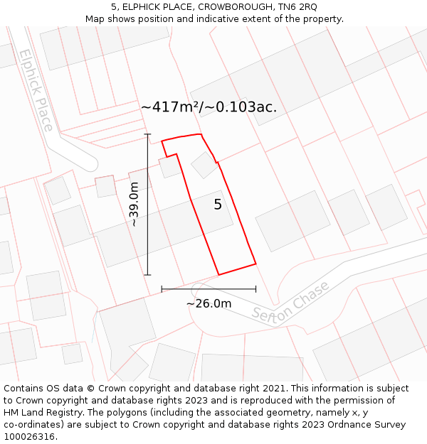 5, ELPHICK PLACE, CROWBOROUGH, TN6 2RQ: Plot and title map