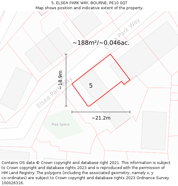 5, ELSEA PARK WAY, BOURNE, PE10 0QT: Plot and title map