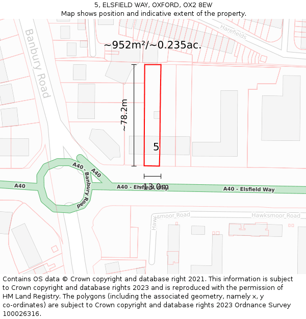 5, ELSFIELD WAY, OXFORD, OX2 8EW: Plot and title map