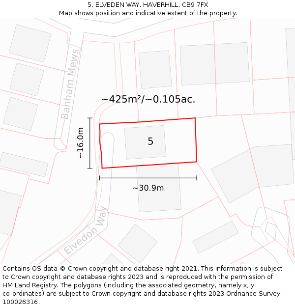 5, ELVEDEN WAY, HAVERHILL, CB9 7FX: Plot and title map