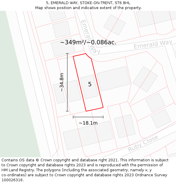 5, EMERALD WAY, STOKE-ON-TRENT, ST6 8HL: Plot and title map