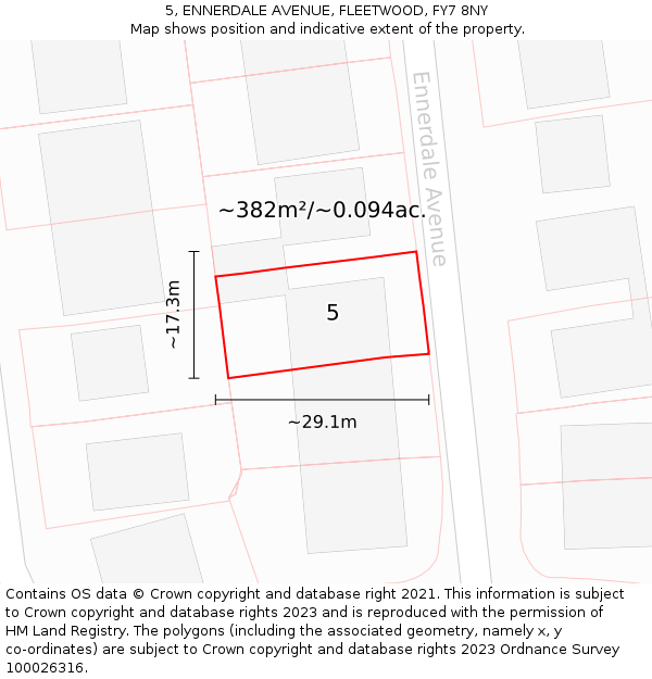 5, ENNERDALE AVENUE, FLEETWOOD, FY7 8NY: Plot and title map