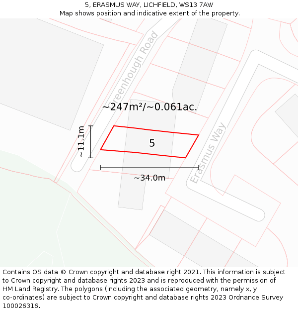 5, ERASMUS WAY, LICHFIELD, WS13 7AW: Plot and title map