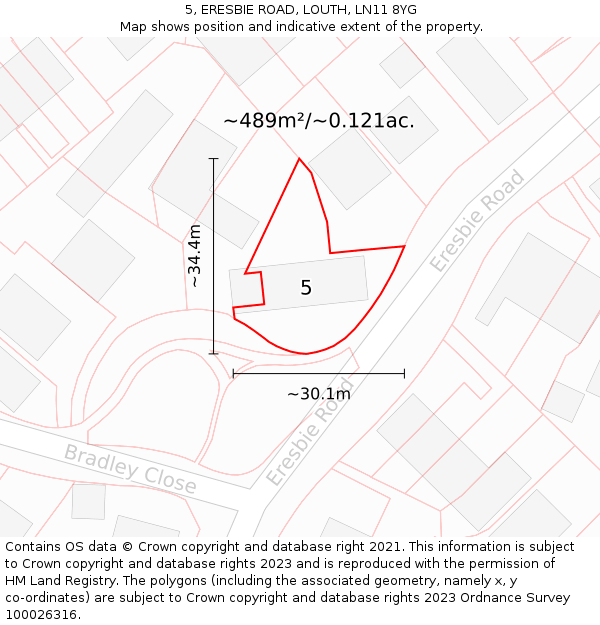 5, ERESBIE ROAD, LOUTH, LN11 8YG: Plot and title map