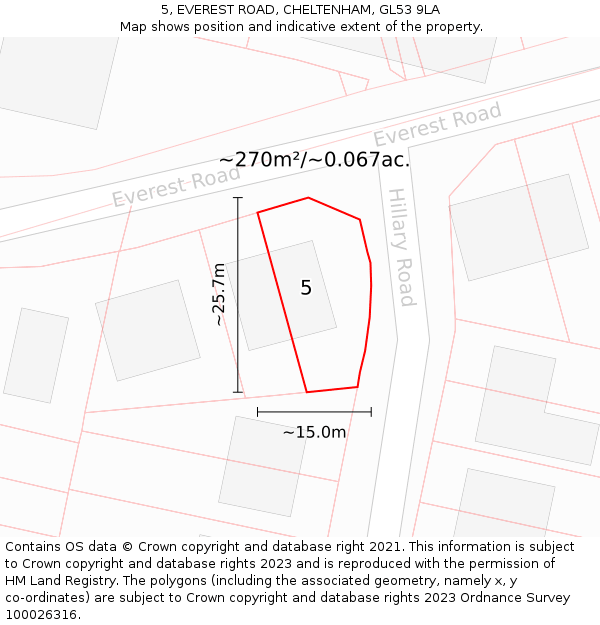 5, EVEREST ROAD, CHELTENHAM, GL53 9LA: Plot and title map