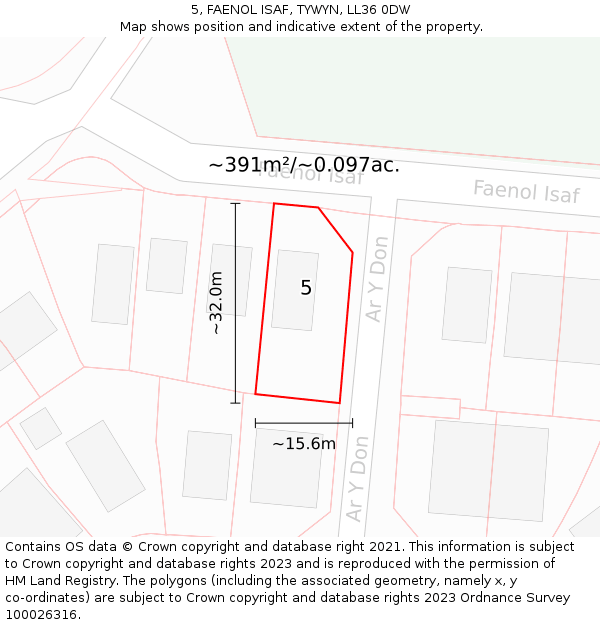 5, FAENOL ISAF, TYWYN, LL36 0DW: Plot and title map