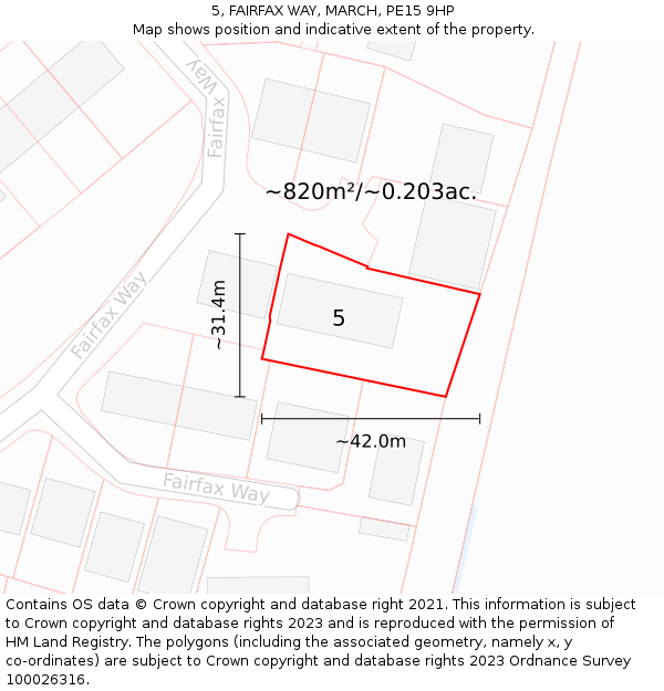 5, FAIRFAX WAY, MARCH, PE15 9HP: Plot and title map