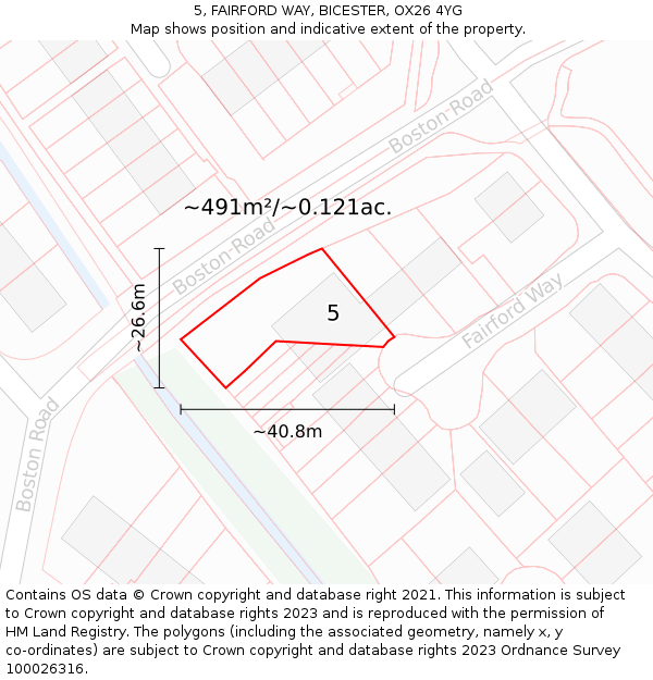 5, FAIRFORD WAY, BICESTER, OX26 4YG: Plot and title map