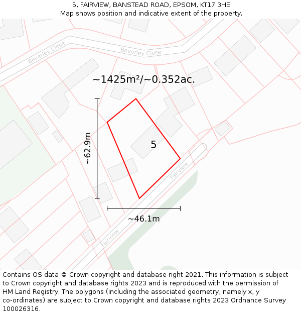 5, FAIRVIEW, BANSTEAD ROAD, EPSOM, KT17 3HE: Plot and title map