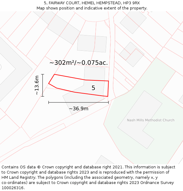 5, FAIRWAY COURT, HEMEL HEMPSTEAD, HP3 9RX: Plot and title map