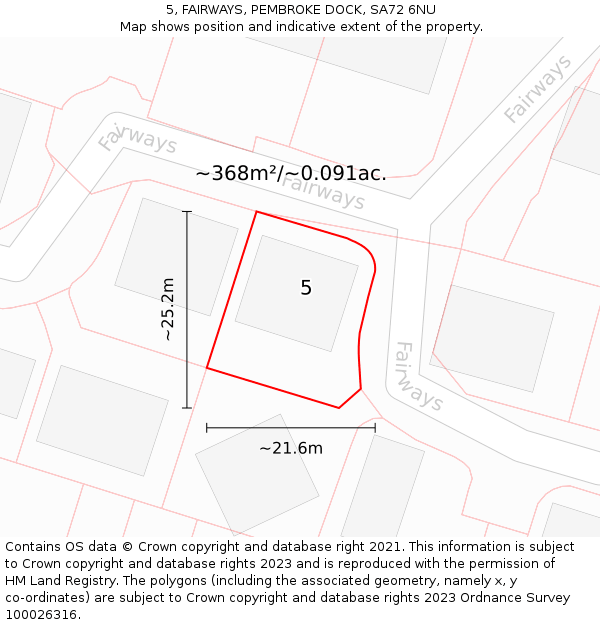 5, FAIRWAYS, PEMBROKE DOCK, SA72 6NU: Plot and title map