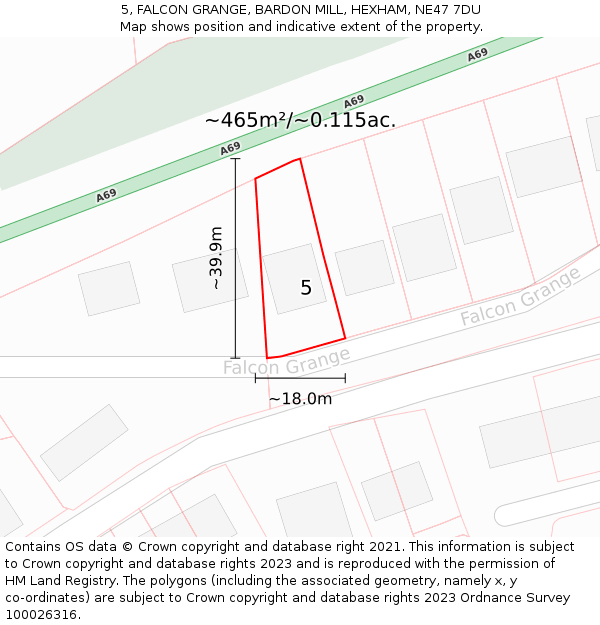 5, FALCON GRANGE, BARDON MILL, HEXHAM, NE47 7DU: Plot and title map